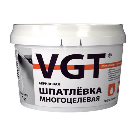 Шпатлевка акриловая многоцелевая для наружных и внутренних работ VGT / ВГТ