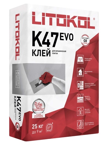 Клей для керамической плитки цементный Litokol K47 / Литокол