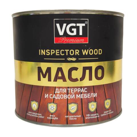 Масло для террас и садовой мебели VGT Premium Inspector Wood / ВГТ Премиум Инспектор Вуд