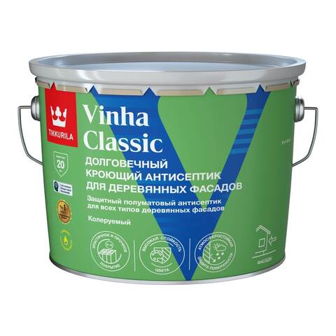 Кроющий антисептик для деревянных фасадов Tikkurila Vinha Classic / Тиккурила Винха Классик