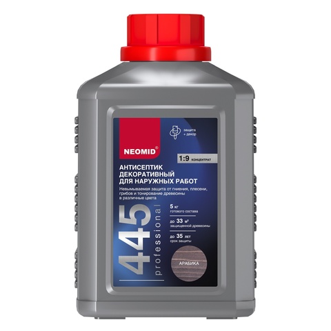 Антисептик декоративный для наружных работ Neomid 445 концентрат 1:9 / Неомид