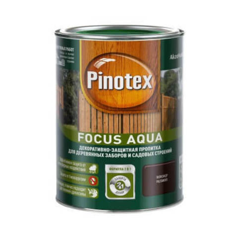 Полукроющая пропитка для деревянных заборов Pinotex Focus Aqua / Пинотекс Фокус Аква