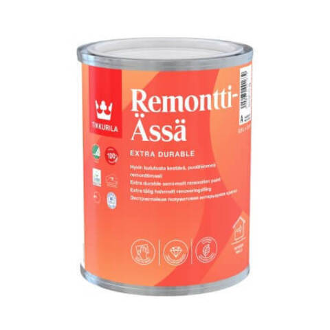 Краска для стен и потолков Tikkurila Remontti-Assa / Тиккурила Ремонтти Ясся полуматовая