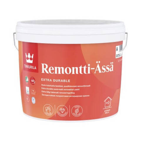 Краска для стен и потолков Tikkurila Remontti-Assa / Тиккурила Ремонтти Ясся полуматовая