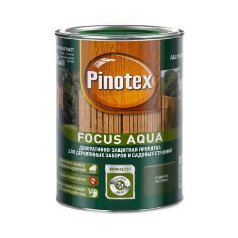 Полукроющая пропитка для деревянных заборов Pinotex Focus Aqua / Пинотекс Фокус Аква