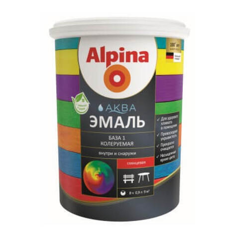Эмаль универсальная Alpina Aqua / Альпина Аква глянцевая