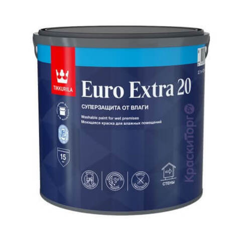Краска для влажных помещений Tikkurila Euro Extra 20 / Тиккурила Евро Экстра 20 полуматовая