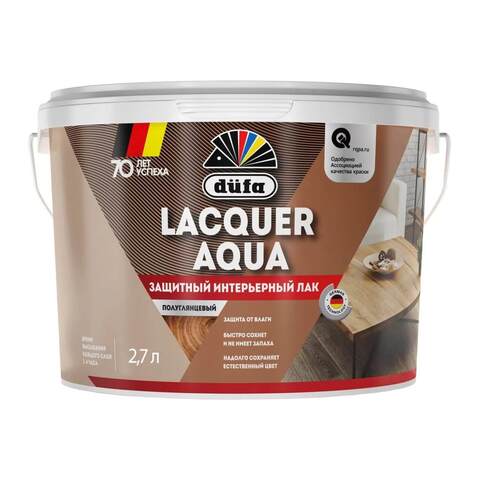 Лак защитный интерьерный полуглянцевый Dufa Lacquer Aqua / Дюфа Аква
