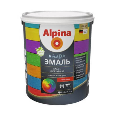Эмаль универсальная Alpina Aqua / Альпина Аква глянцевая