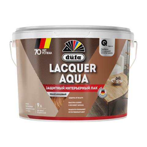 Лак защитный интерьерный полуглянцевый Dufa Lacquer Aqua / Дюфа Аква