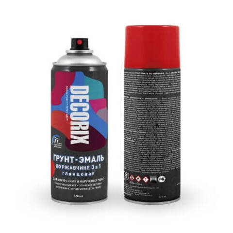 Грунт-эмаль по ржавчине 3 в 1 глянцевая в аэрозоли Decorix / Декорикс