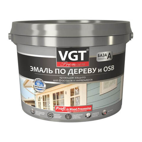 Эмаль по дереву и OSB для фасадов и интерьеров VGT Premium / ВГТ Премиум ОСБ