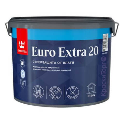 Краска для влажных помещений Tikkurila Euro Extra 20 / Тиккурила Евро Экстра 20 полуматовая