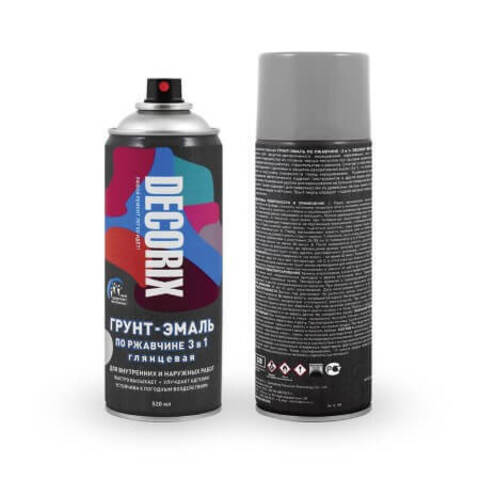 Грунт-эмаль по ржавчине 3 в 1 глянцевая в аэрозоли Decorix / Декорикс