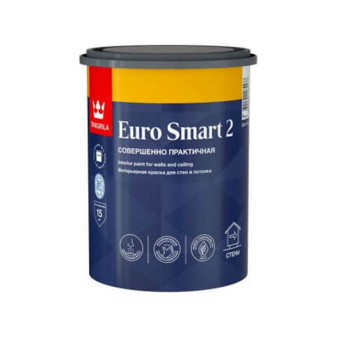 Краска для стен и потолков Tikkurila Euro Smart 2 / Тиккурила Евро Смарт 2 глубокоматовая