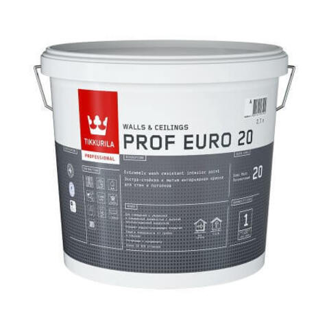 Краска для влажных помещений Tikkurila Prof Euro 20 / Тиккурила Проф Евро 20 полуматовая
