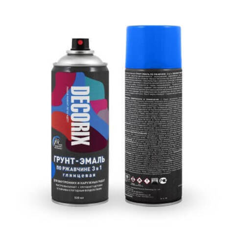 Грунт-эмаль по ржавчине 3 в 1 глянцевая в аэрозоли Decorix / Декорикс