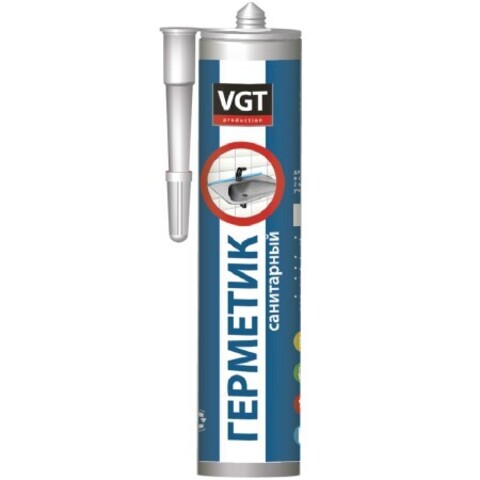 Герметик акриловый для ванной, санитарный белый VGT / ВГТ