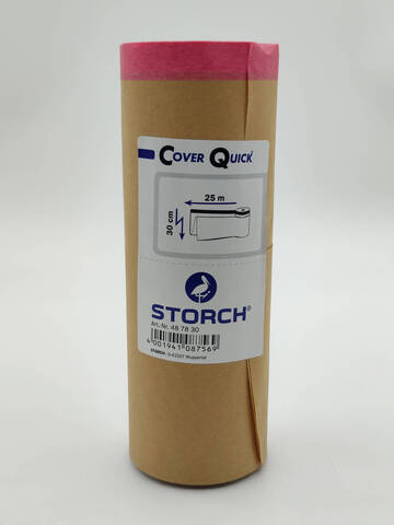 Бумага укрывная с малярной деликатной красной лентой Storch Premium CQ Papier / Шторх Кавер Квик