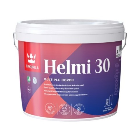 Краска для мебели Tikkurila Helmi 30 / Тиккурила Хелми 30 полуматовая