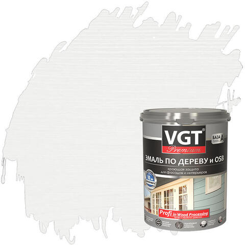 Эмаль по дереву и OSB для фасадов и интерьеров VGT Premium / ВГТ Премиум ОСБ