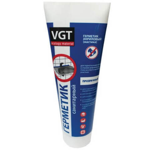 Герметик акриловый для ванной, санитарный бесцветный VGT / ВГТ