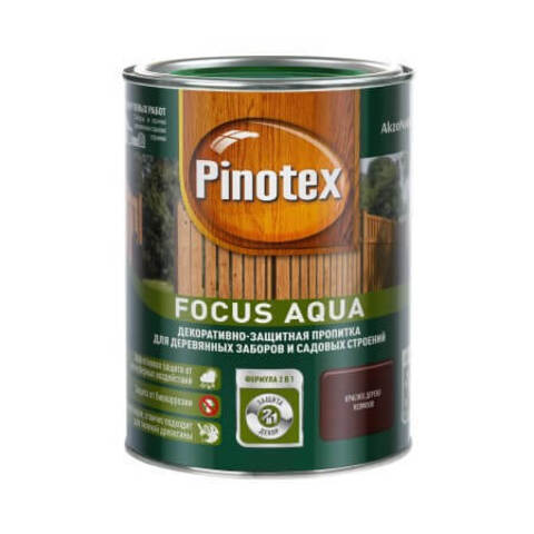 Полукроющая пропитка для деревянных заборов Pinotex Focus Aqua / Пинотекс Фокус Аква