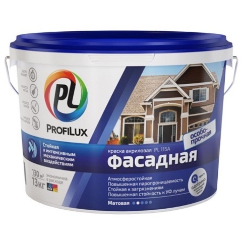 Краска фасадная акриловая, особо-прочная ProfiLux PL-115А / Профилюкс