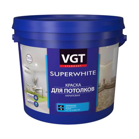 Краска акриловая для потолков ВД-АК-2180 VGT Superwhite / ВГТ Супербелая