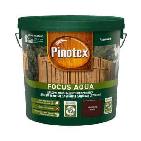Полукроющая пропитка для деревянных заборов Pinotex Focus Aqua / Пинотекс Фокус Аква