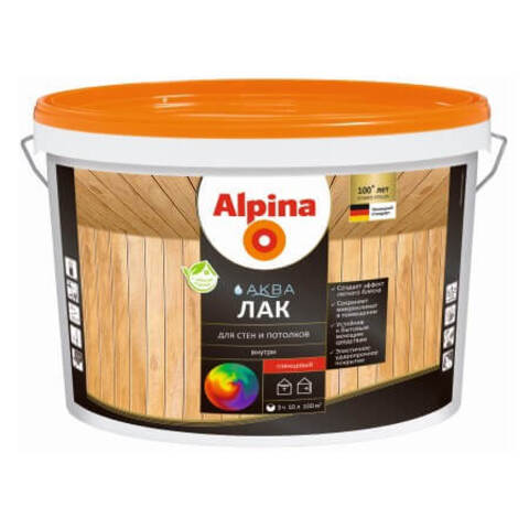 Лак для стен и потолков Alpina Aqua / Альпина Аква глянцевый