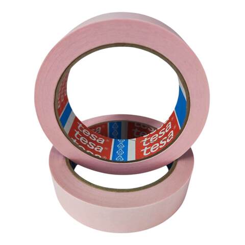 Лента малярная розовая для ровного края и деликатных поверхностей Tesa / Теса
