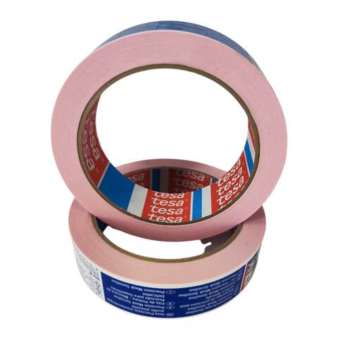 Лента малярная розовая для ровного края и деликатных поверхностей Tesa / Теса
