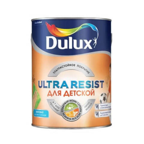 Краска для стен и потолков Dulux Ultra Resist / Дюлакс Ультра Резист для Детской матовая