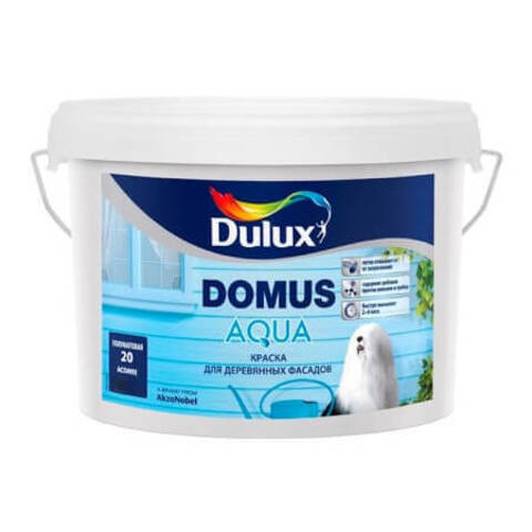 Краска для деревянных фасадов Dulux Domus Aqua / Дюлакс Домус Аква полуматовая
