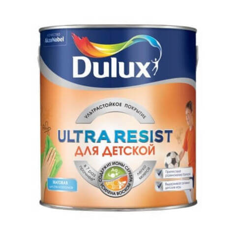 Краска для стен и потолков Dulux Ultra Resist / Дюлакс Ультра Резист для Детской матовая