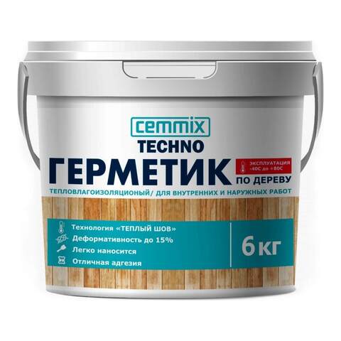 Герметик акриловый тепловлагоизоляционный для теплого шва по дереву Cemmix / Цеммикс