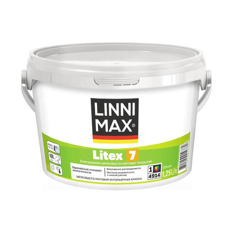 Краска латексная интерьерная стойкая к мытью Linnimax Litex 7 / Линнимакс Литекс 7