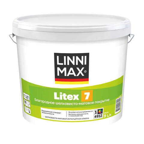 Краска латексная интерьерная стойкая к мытью Linnimax Litex 7 / Линнимакс Литекс 7