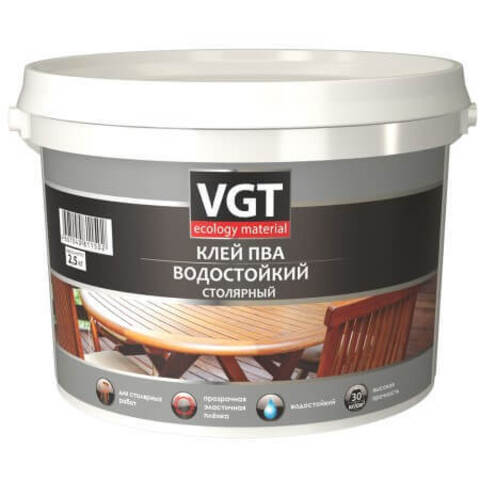 Клей ПВА столярный, водостойкий VGT / ВГТ 2,5кг Клей ПВА столярный водостойкий VGT / ВГТ