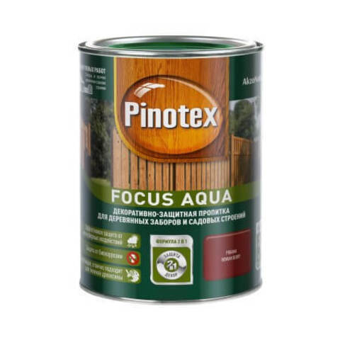 Полукроющая пропитка для деревянных заборов Pinotex Focus Aqua / Пинотекс Фокус Аква
