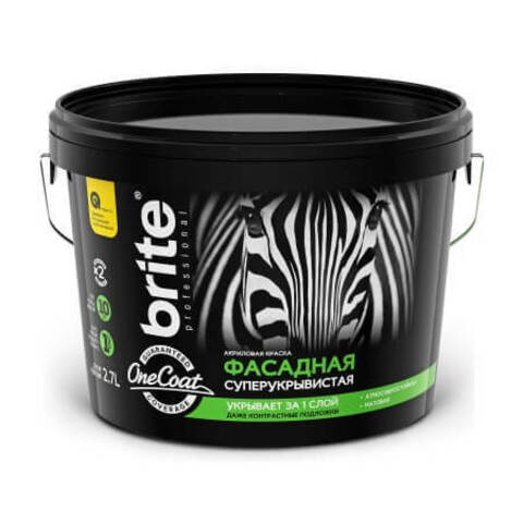 Краска фасадная суперукрывистая Brite Professional One Coat / Брайт