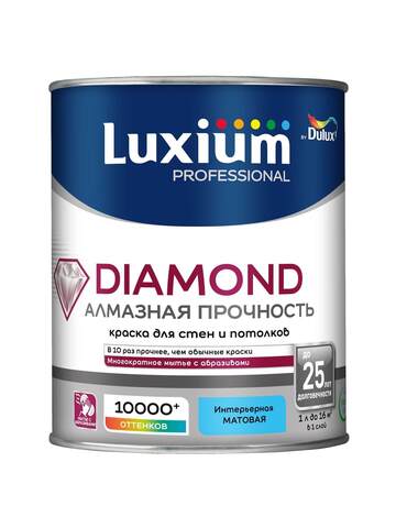 Краска для стен и потолков Luxium Diamond Алмазная Прочность / Люксиум Даймонд