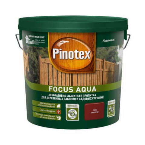 Полукроющая пропитка для деревянных заборов Pinotex Focus Aqua / Пинотекс Фокус Аква