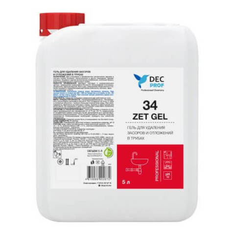 Гель для удаления засоров и отложений в трубах DEC PROF 34 Zet Gel / ДЭК Проф