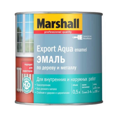 Эмаль по дереву и металлу Marshall Export Aqua 30 / Маршал Экспорт Аква полуматовая