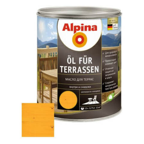 Масло для террас Alpina Öl für Terrassen / Альпина Террасен шелковисто-глянцевое