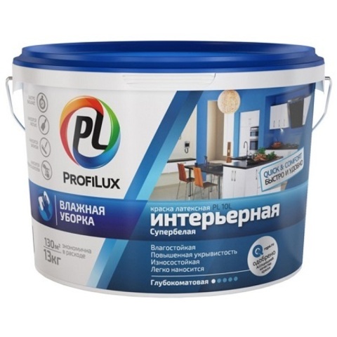 Краска латексная влагостойкая ProfiLux PL- 10L / Профилюкс