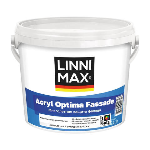 Краска фасадная акриловая Linnimax Acryl Optima Fassade / Линнимакс Акрил Оптима
