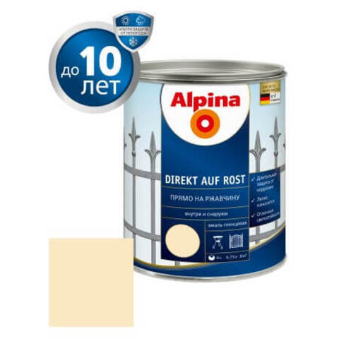 Краска по металлу 3 в 1 Alpina Direkt auf Rost RAL / Альпина Директ глянцевая